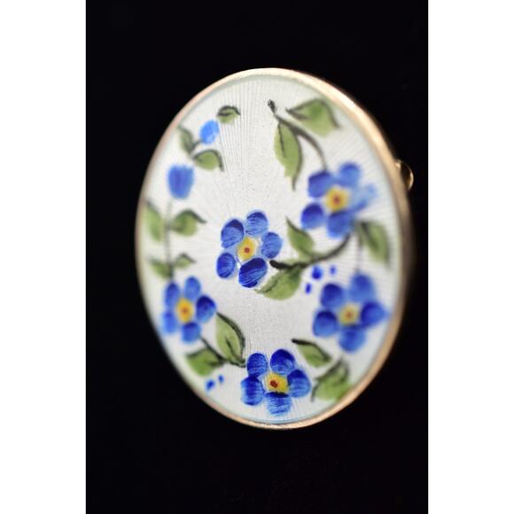 David Anderson Norway Pin Brooch Flower Enamel Round Signed Victorian 925 BinBP - Picture 2 of 12